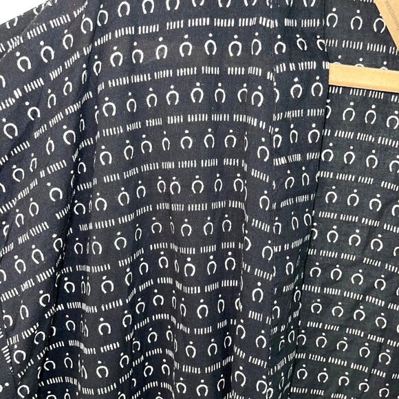 Gray Market Womens Robe Black White One Size Kako Block Printed Pure Cotton NWT - Picture 9 of 15